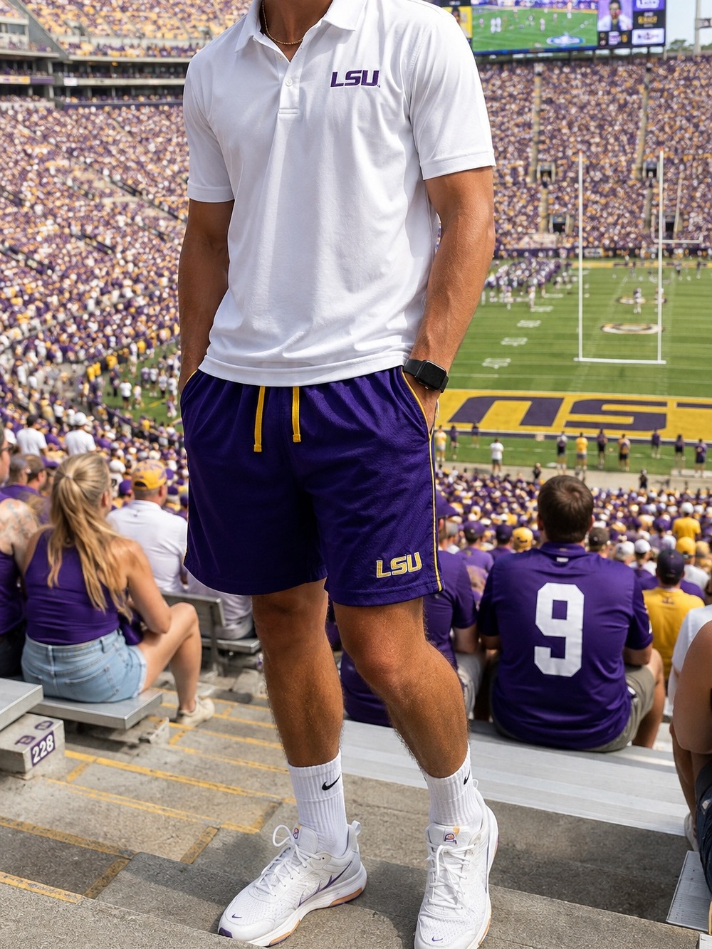 Colosseum LSU Tigers Purple Athletic Mesh Shorts Men’s Small Preppy Game Day